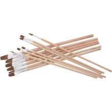 12 pennelli per acquerello con manico in legno e punta piatta, ideali per la pittura artistica.