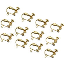 12-teiliges Clip-Ohrring-Set für Damen (ohne Ohrlöcher), offene, flache Ohrringspitze, goldfarbene Schmuckkomponenten