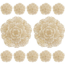 12 Tischsets mit goldenem Ginkgoblatt-Motiv, PVC, rutschfest und hitzebeständig