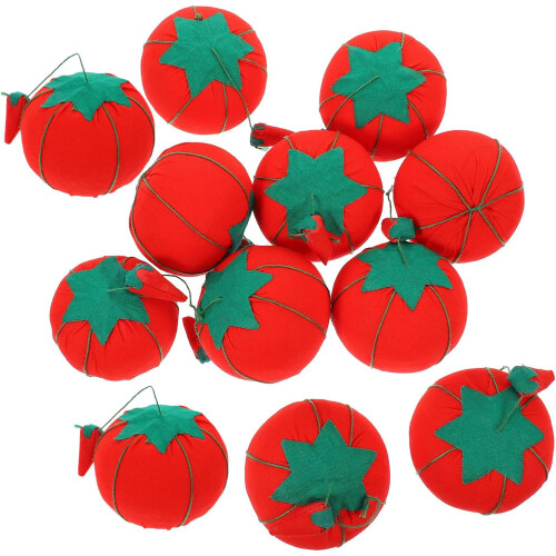 Kit de couture 12 pièces en forme de tomate simulée, coussin à épingles rouge