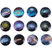 12 runde Kühlschrankmagnete aus Glas mit einzigartigem Universum-Muster