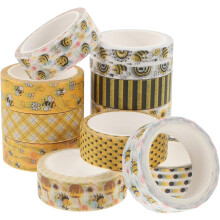 12 Rollen Washi-Tape mit Bienenmotiv, florales DIY-Papierklebeband-Set für Scrapbooking, Tagebücher, Bastelarbeiten und Dekoration