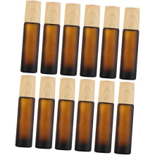 12pcs Essential Oil Bottles Glass Rollerball Bottle Wood Grain Cap for Aromatherapy Oils Travel Use