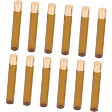 12pcs vidro marrom óleo essencial garrafa rolo bola garrafas de vidro de viagem portátil para cuidado da pele e aromaterapia