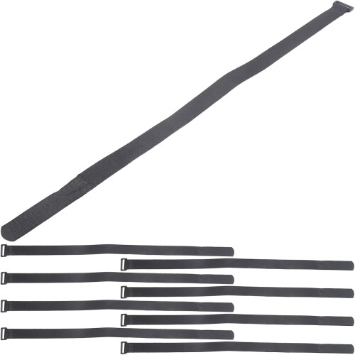 12pcs Hook and Loop Straps Black 25mm X 600mm Reusable Cinch Cargo Binding Straps