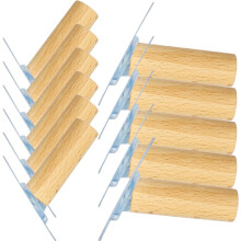 12 selbstklebende Kleiderhaken aus Buchenholz, 6 cm lange, stabile Wandhaken