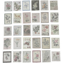 Vintage-Briefmarkenaufkleber, 120 Stück, selbstklebende Retro-Pflanzenaufkleber