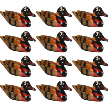 Ensemble de 12 repose-baguettes en bois japonais en forme de canard mandarin