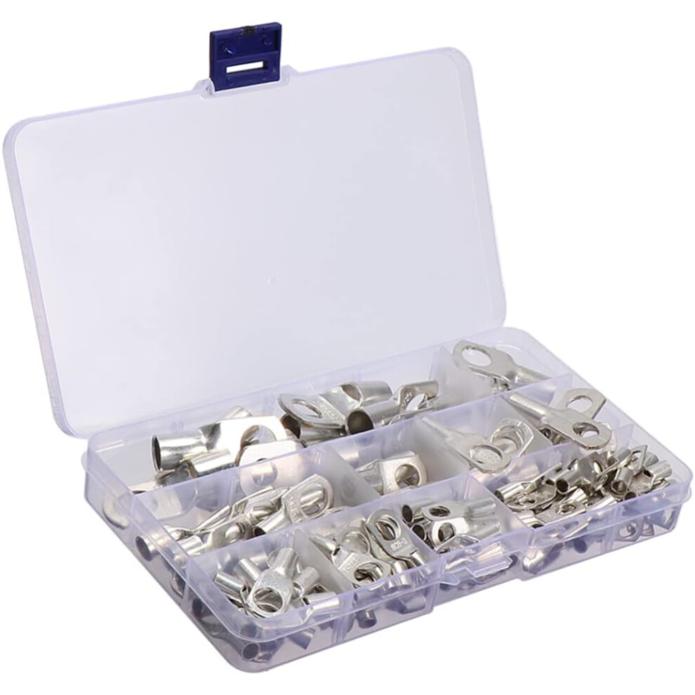 120Pcs Heavy Duty Copper Wire Lugs Kit 6Mmâ² To 50Mmâ² Battery Cable Closed Ends Tubular Ring Terminal Connectors 5455468333781