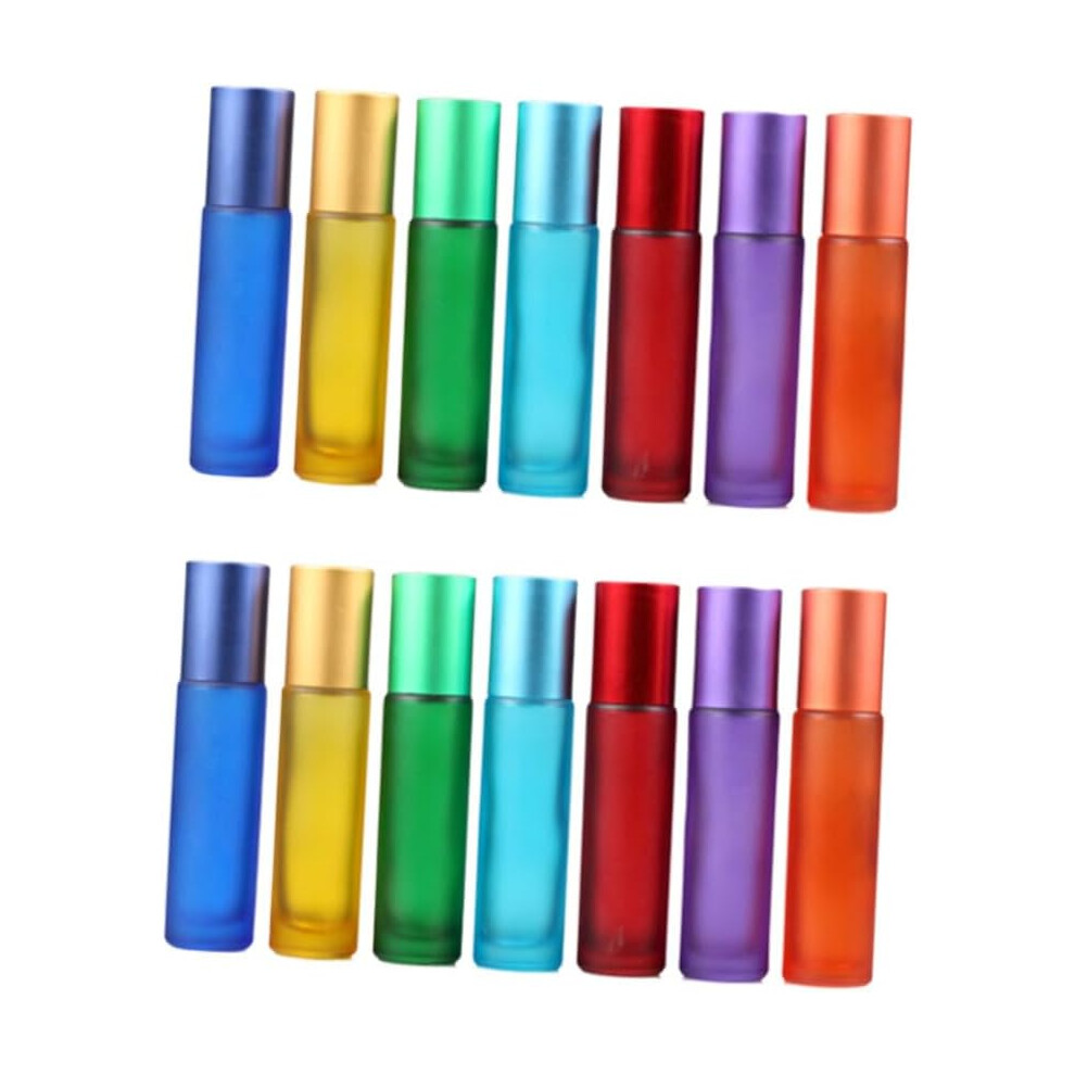 Hkhbjs 14Pcs Colorful Dull Polish Empty Perfume Bottles Mixed Glass Roll Containers