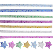 140 Stück 7-farbige Folienglitzer-Stern-Origami-Papierstreifen zum Basteln von DIY-Papiersternen