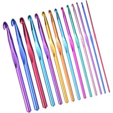 14-teiliges Set farbenfroher Aluminium-Häkelnadeln mit Einzelkopf, leichte Stricknadeln