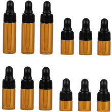 12 dunkle Mini-Glasfläschchen mit Tropfverschluss zur Aufbewahrung von ätherischen Ölen, Parfums und Chemikalien