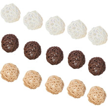 15 bolas de ratán para colgar como adornos decorativos para fiestas. Bolas de ratán natural de 5 cm.