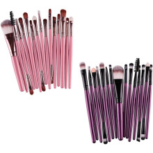 Kit de 15 pinceaux de maquillage professionnels pour femme, comprenant des pinceaux Ă poudre et Ă blush, avec manche en plastique et poils en nylon.