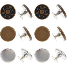 Lot de 15 boutons de jeans en métal, amovibles et sans couture, boucle de taille, 17 mm, argent et cuivre antique