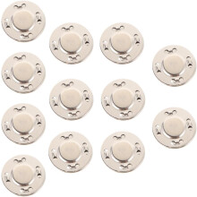 Set van 15 paar zilverkleurige magnetische sluitingen/gespen, ultradunne automatische drukknoopsluitingen met 8 gaten.
