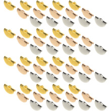 Kit de 150 embouts de ruban métalliques à sertir, demi-ronds, pour cordon à pompon, 13 mm.