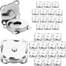 Lot de 30 boutons-pression magnétiques résistants en forme de fleur, 14 mm et 20 mm, argentés et blancs.