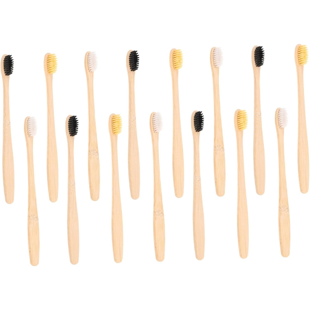Hkhbjs 15Pcs Bamboo Toothbrush Set Soft Bristles For Travel And Household Use Portable Bamboo Toothbrushes