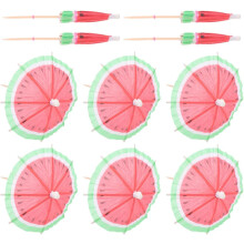 150 palillos para cóctel con forma de paraguas, de material sintético y estampado de sandía.