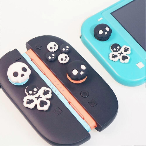 (for NS Lite, Pink) For Switch NS Lite Joystick Caps Pink - Skull Design Silicone Button Covers 1