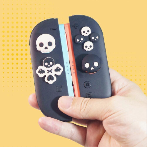 (for NS Lite, Black) For Switch NS Lite Joystick Caps Pink - Skull Design Silicone Button Covers 1
