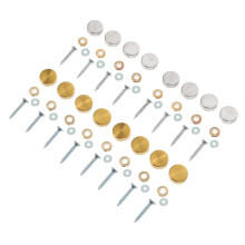 16 Sets verdickte Edelstahl-Spiegelnägel, Spiegelbefestigungsschrauben, flache Werbenägel, Zubehör für Glasdisplays