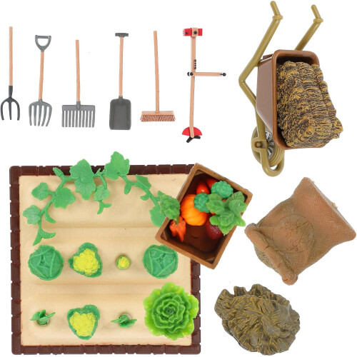 16pcs Mini Farm Tool Models Set Micro Landscape Model Outdoor Gardening Decor