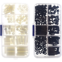 300-teiliges Set aus Nylon-Kunststoff-Schraubenabstandshaltern und Muttern in Schwarz und Weiß für Möbelmontage und Heimwerkerprojekte
