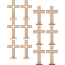 18 unbemalte Holzkreuze für Bastelarbeiten, kleine Tischdekorationen und DIY-Kunst-Mittelstücke