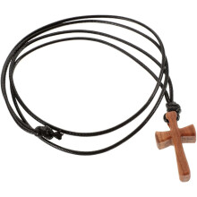 Holzkreuz-Anhänger, Schmuck für Damen und Herren, religiöse Holzkette, verstellbare Kordelkette