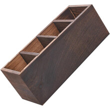 Aufbewahrungsbox aus Holz mit Deckel, mehrere Fächer, Naturholzoptik, Kaffeebraun