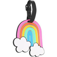 Regenbogenfarbener Silikon-Gepäckanhänger, Namensschild für Reisende, niedlicher, bunter Koffer-Identifikator