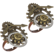 2 Vintage-Steampunk-Fingerringe aus kreativer Legierung mit klassischem Uhrendesign für Damen und Herren – stilvolle Dekoration und Geschenk