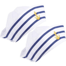 2er-Set Matrosenhüte, Bootshüte, blau-weiß gestreift, verstellbar, schick und elegant