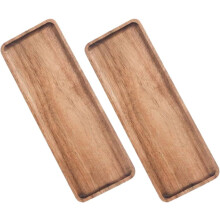2-teiliges rechteckiges Serviertablett-Set aus Holz, stapelbar, vielseitig einsetzbar als Obsttablett