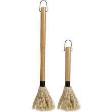 Lot de 2 pinceaux à badigeonner réutilisables pour barbecue, en coton avec manche en bois.