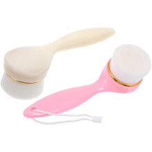 cepillos de limpieza facial con mango largo, exfoliantes suaves, limpiadores faciales delicados, seguros para pieles sensibles.