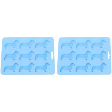 2 Stück Silikon-Eiswürfelformen in Hundeform, flexibel, mehrfach verwendbar, lebensmittelecht