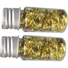 Gouden foliedecoraties voor taartflessen, folievlokken, glitter voor taartdecoratie en vlokken, knutselpapier.