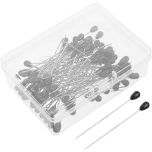 200 Stück schwarze Stecknadeln mit tropfenförmigem Kopf, 5 x 55 mm, für Stoff, Stickerei und Quilten