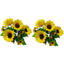 Künstliche Sonnenblumen, kein Gießen nötig, 2 Sträuße, Blumendekoration aus synthetischem Material