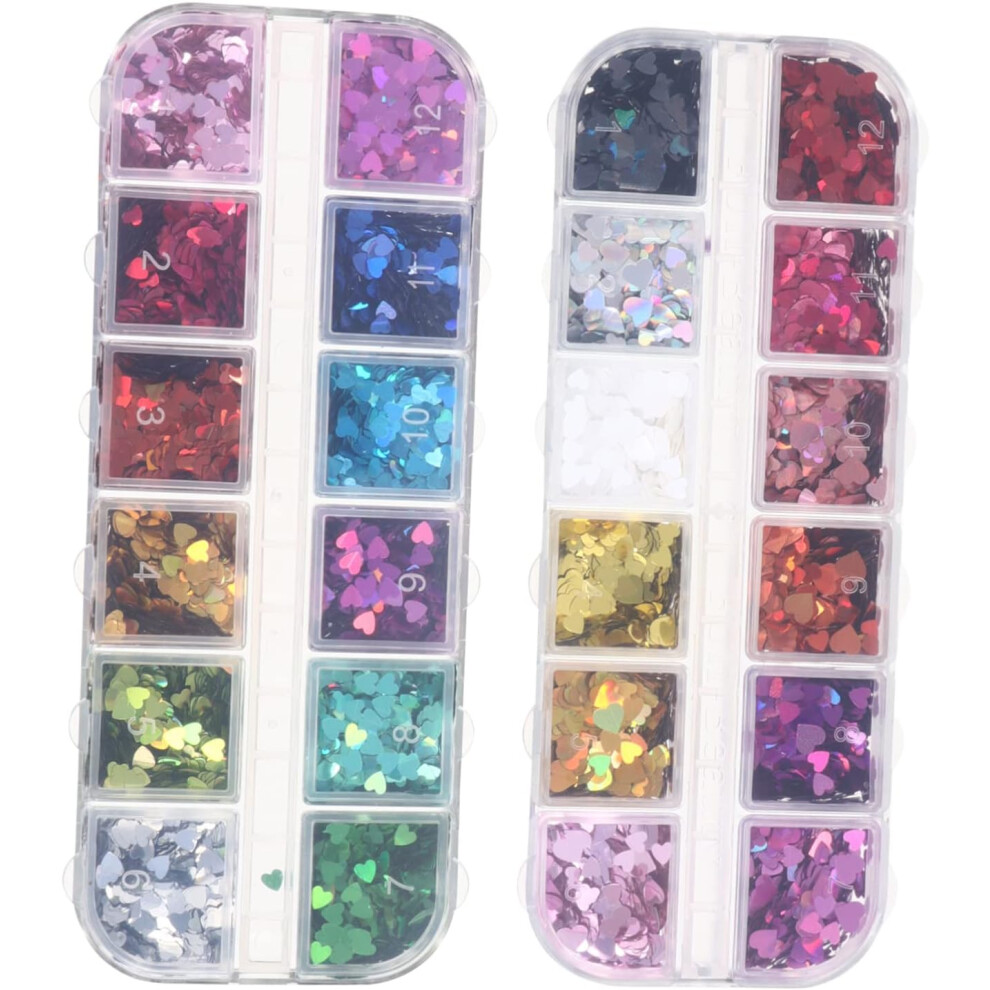 Hkhbjs Heart Nail Sequins Nail Glitter Flakes For Valentine Day Diy Decoration