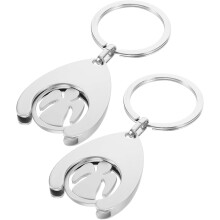 2er-Set Schlüsselanhänger mit Einkaufswagen-Münzen aus Metall, kleine Schlüsselanhänger mit Engelsanhänger