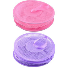 Lot de 2 paniers à linge pliables, étendoir à linge à 3 niveaux en nylon, organisateur de rangement pour sous-vêtements d'intérieur