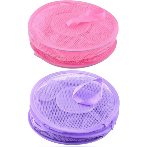 2pcs Clothes Drying Basket Foldable Drying Rack 3-layer Nylon Iron Indoor Underwear Storage Organizer