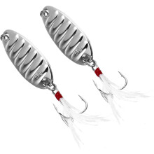 2pcs prata metal de pesca lures ganchos treble, iscas Swimbait para a pesca de água doce e água salgada