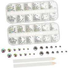 Strass ronds à dos plat (12 pièces) - Grandes pierres précieuses pour la décoration d'ongles - Cristaux non thermocollants