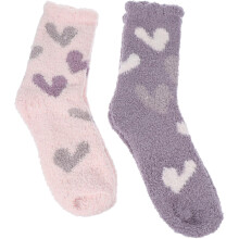 2 Paar Bodensocken für Mädchen, hübsches Herzmuster, warme Wintersocken aus dickem Korallenfleece, ideal für Zuhause und Schlafzimmer